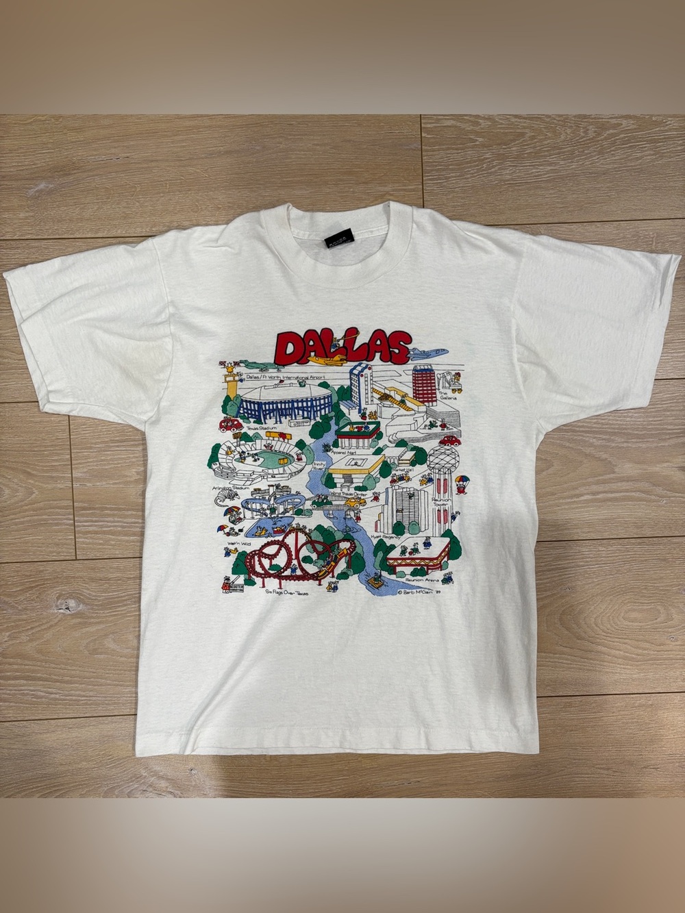 Vintage 80s 1989 Dallas City Map Single Stitch Shirt L Screen Stars